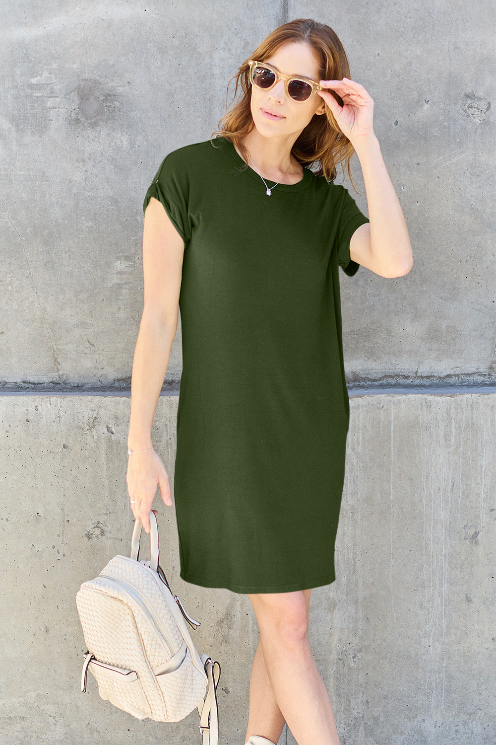 Basic Bae Round Neck Short Sleeve Dress with Pockets - More Colors! - In Style Chics Boutique LLC