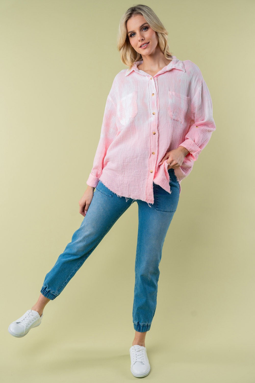 White Birch Full Size Long Sleeve Tie Dye Shirt for Women - In Style Chics Boutique LLC