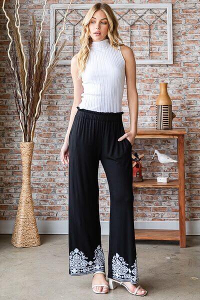 Solid Damask Casual Pants - In Style Chics Boutique