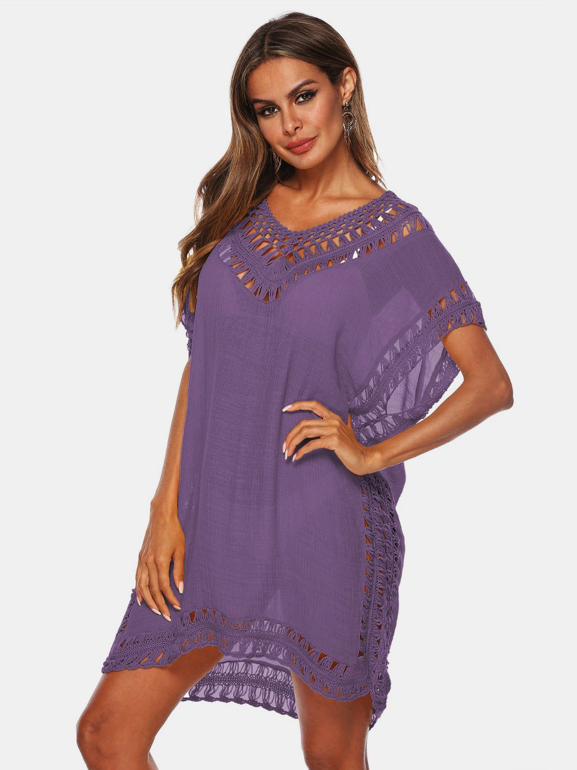 Cutout V-Neck Short Sleeve Cover-Up - More Colors! - In Style Chics Boutique LLC