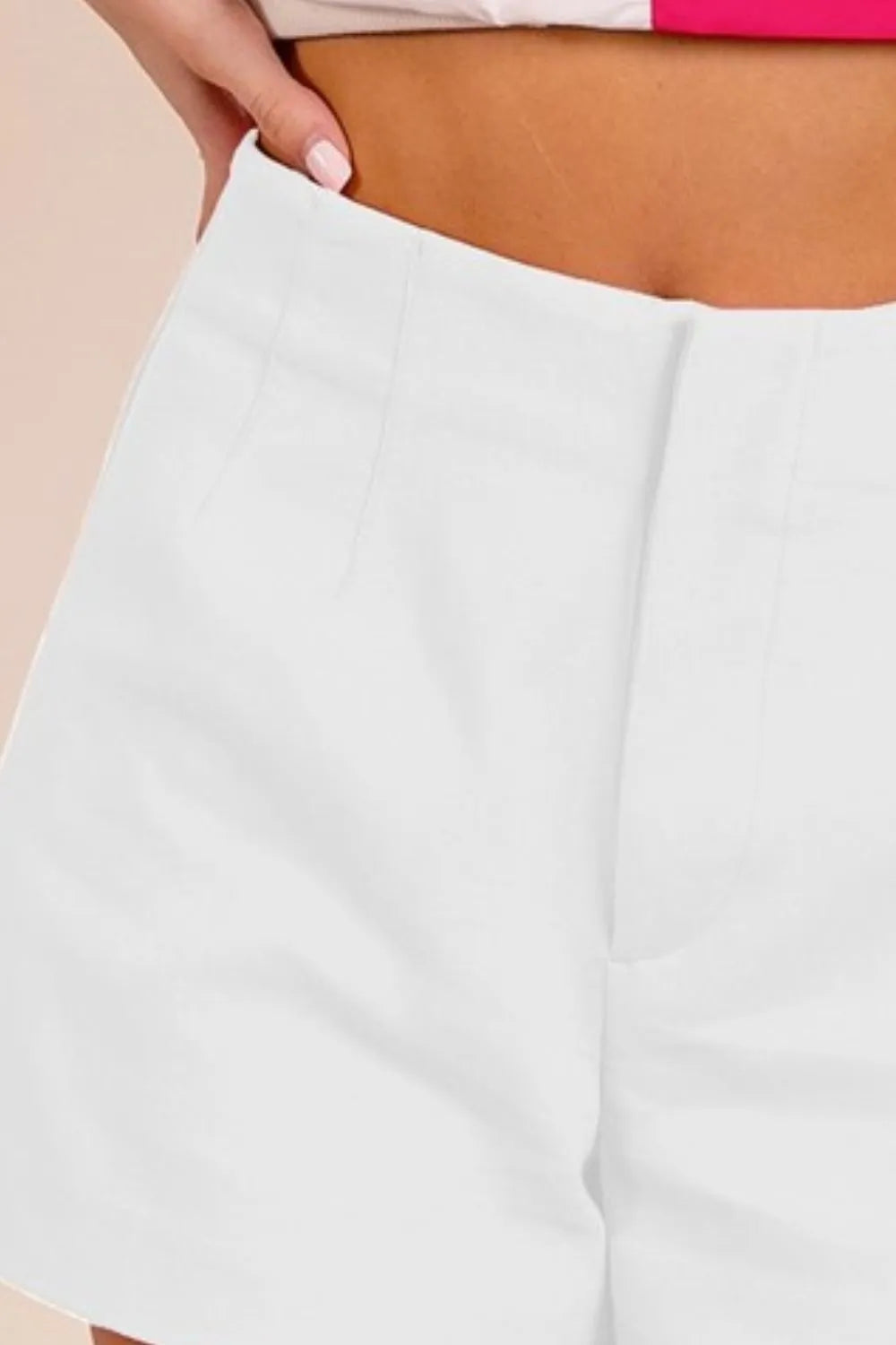 Bandless Tailored White Shorts for Women - In Style Chics Boutique Women's Juniors Cute Clothes Online