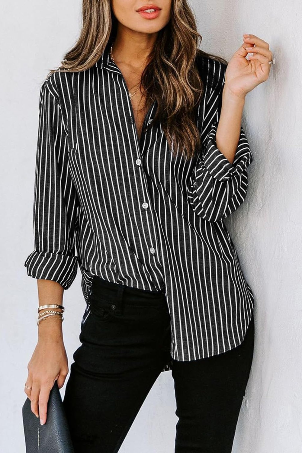 Striped Button Up Long Sleeve Shirt More Colors! - In Style Chics Boutique LLC