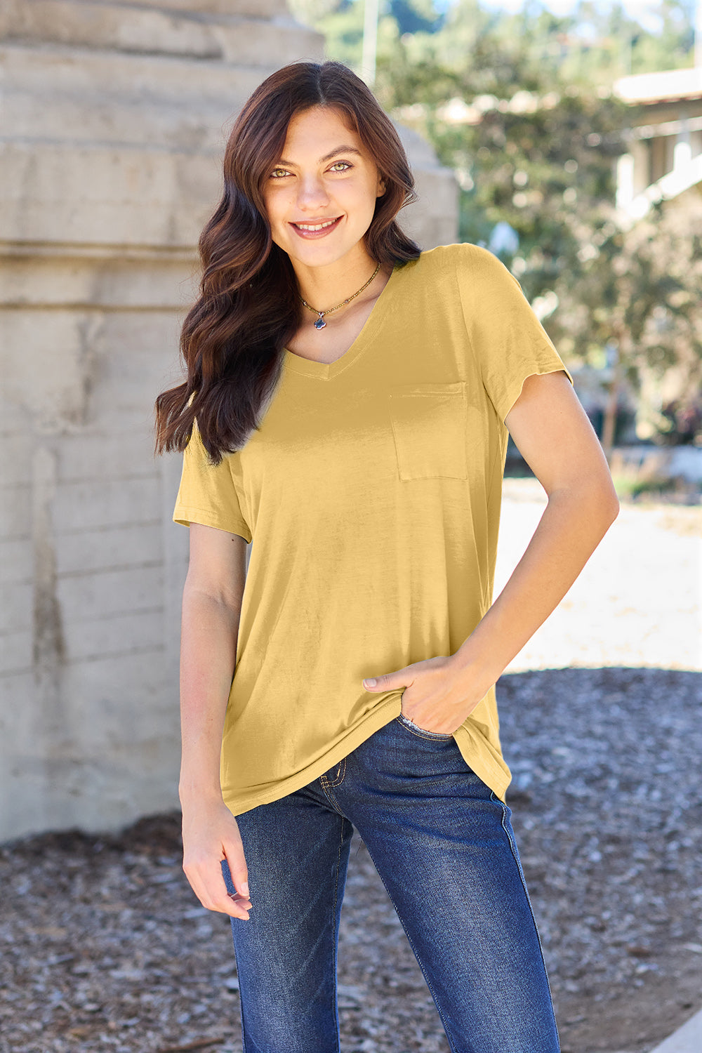 Bamboo Full Size V-Neck Short Sleeve T-Shirt - Eco Friendly - Sensitive Skin - In Style Chics Boutique Women's Juniors Plus Size Apparel Online