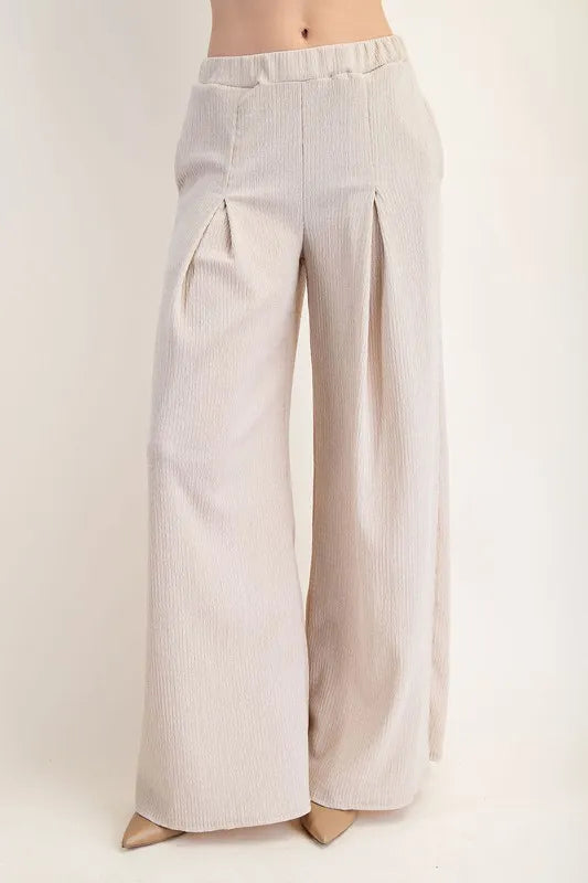 Textured Wide-Leg Women's Pants with Pockets - In Style Chics Boutique