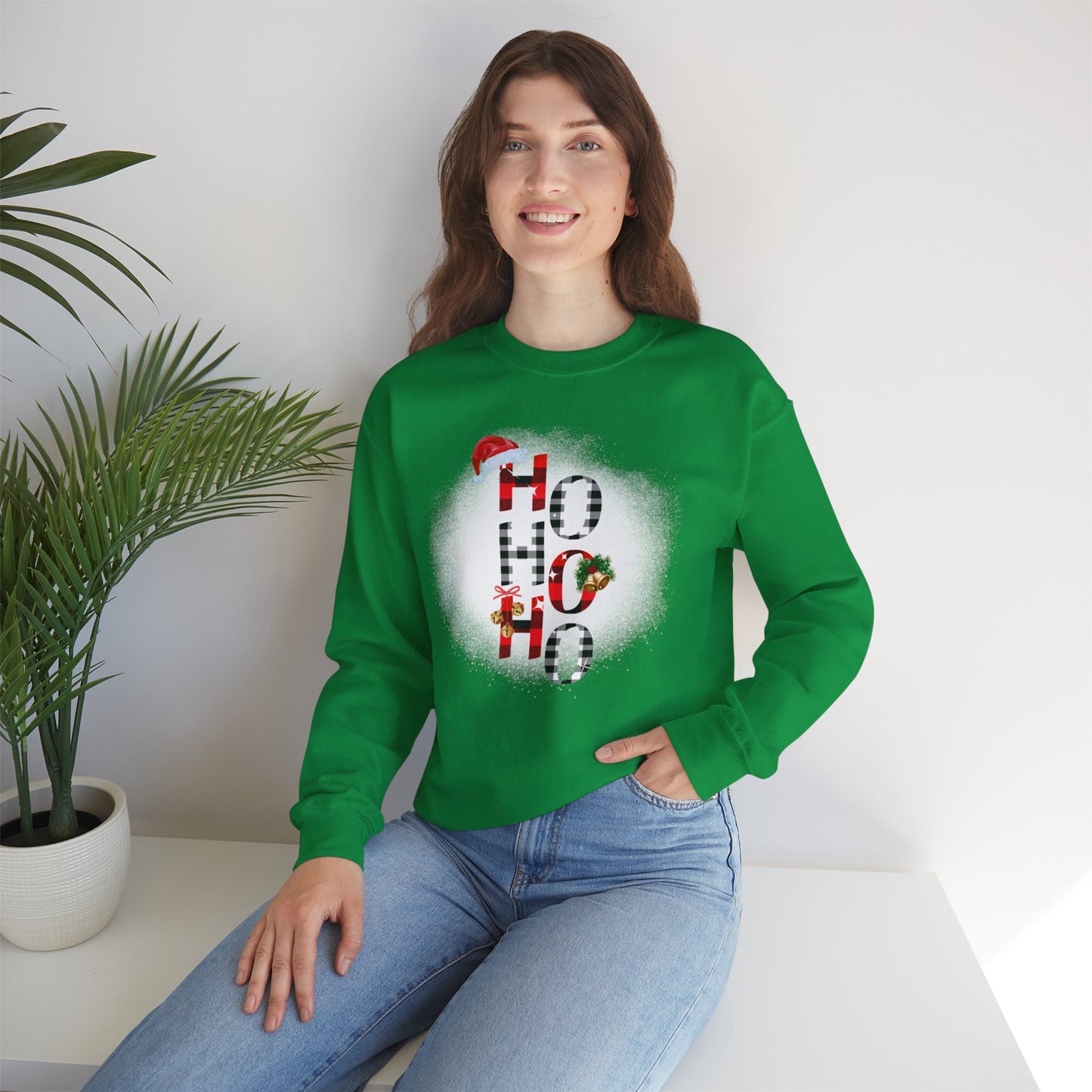 Shop Unisex Heavy Blend™ Crewneck "Ho Ho Ho" Printed Sweatshirt for Christmas at In Style Chics Boutique