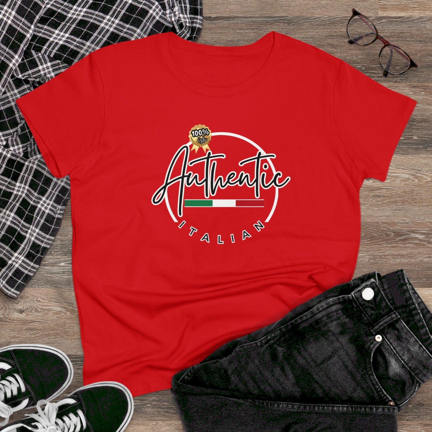 Women's Midweight Cotton Graphic Tee "100% ish Authentic Italian" - In Style Chics Boutique LLC