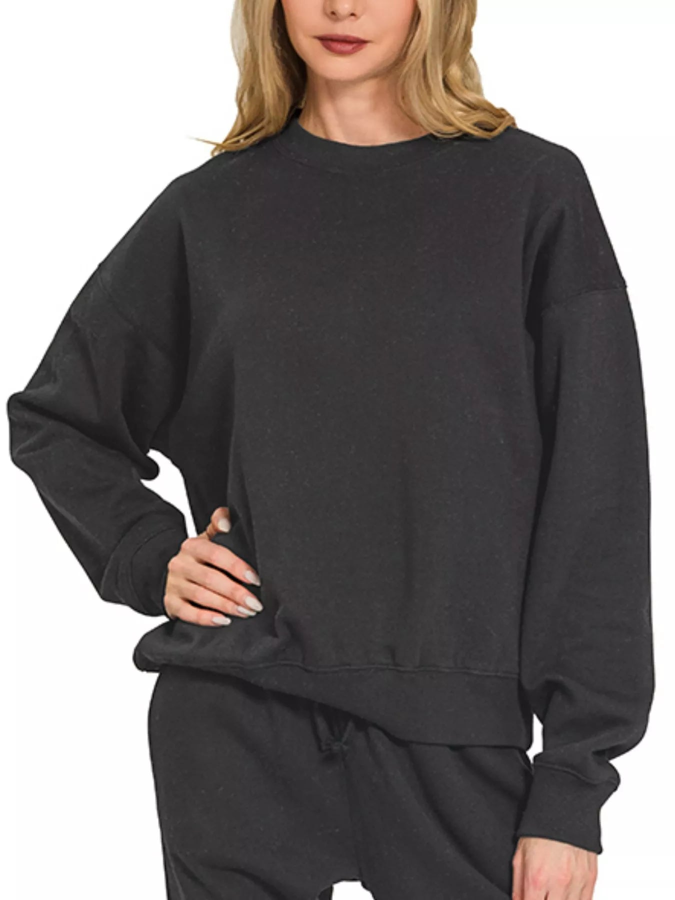Fleece Long Sleeve Pullover & Jogger Set Sweatpant Outfit, at In Style Chics Boutique