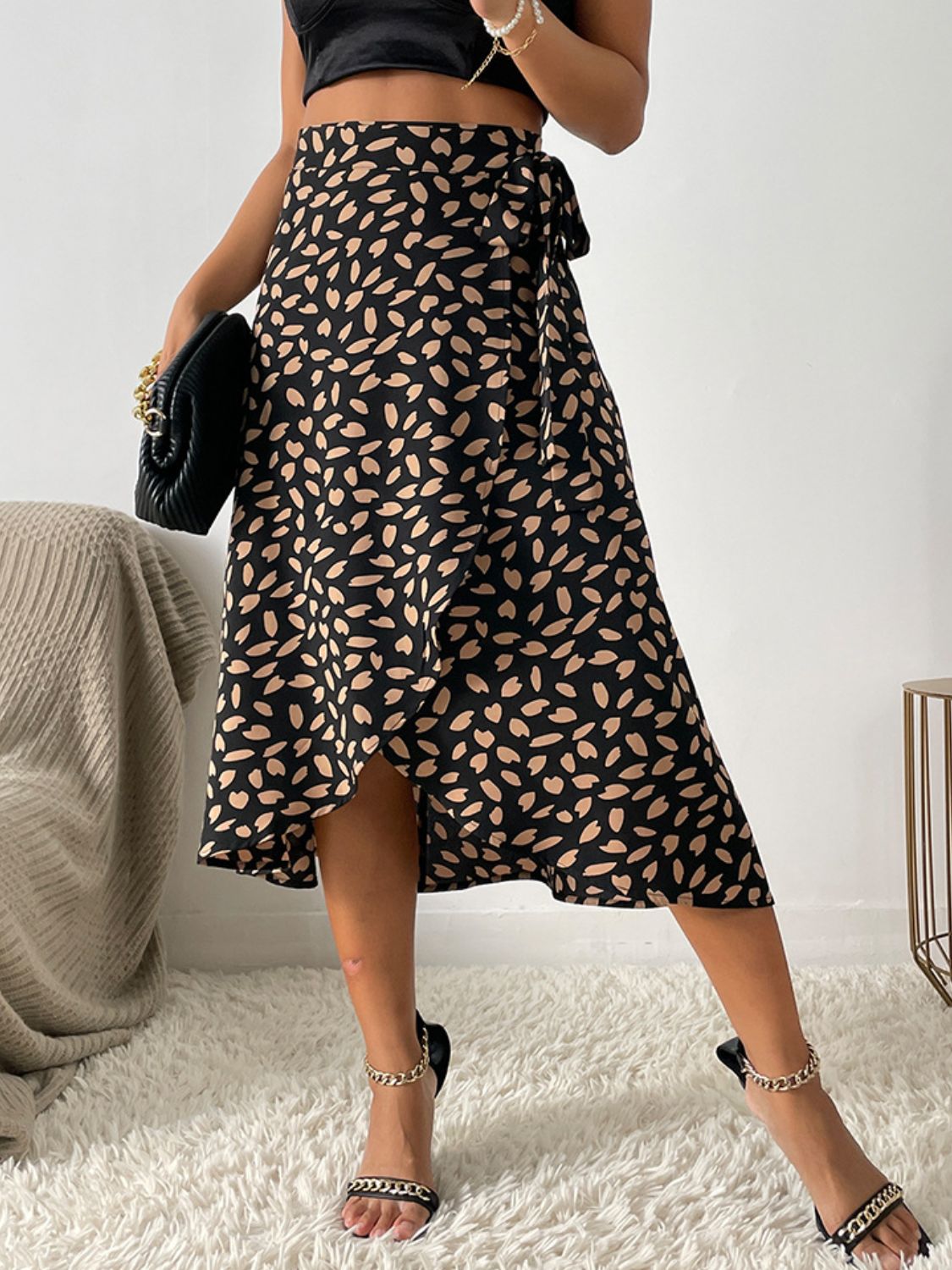 Tied Slit Printed Skirt - In Style Chics Boutique LLC
