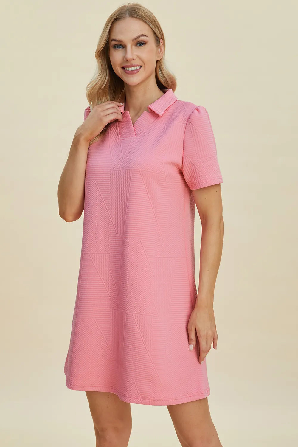 Textured Short Sleeve Dress - In Style Chics Boutique Women's Juniors Plus Size Clothes