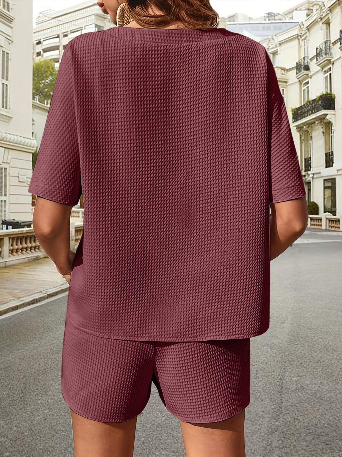 Waffle-Knit Half Sleeve Top and Shorts Set - More Colors! - In Style Chics Boutique LLC