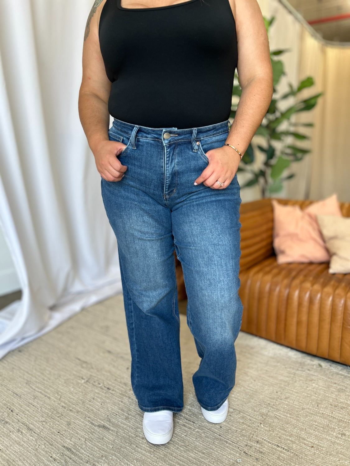 RFM Full Size High Rise Tummy Control Wide Leg Jeans - In Style Chics Boutique LLC