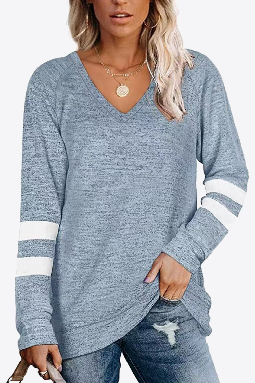 Striped Contrast Raglan Sleeve Top - In Style Chics Boutique LLC