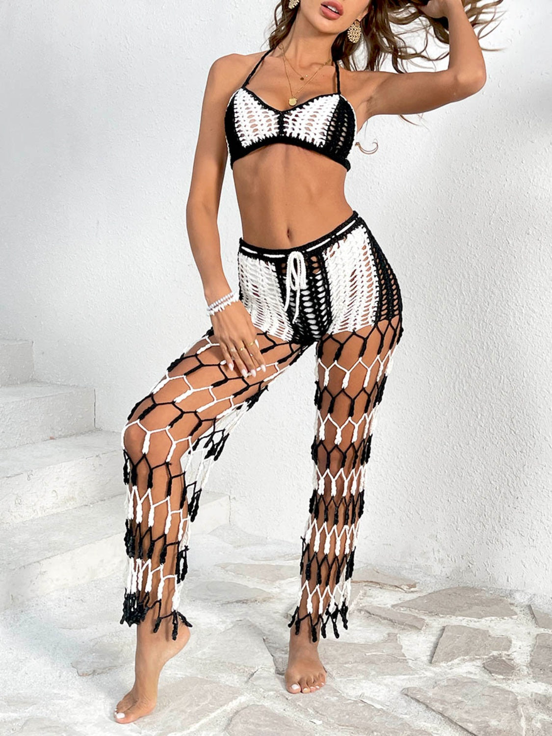 Cutout Halter Neck Top and Pants Two-Piece Swim Set - More Colors! - In Style Chics Boutique LLC