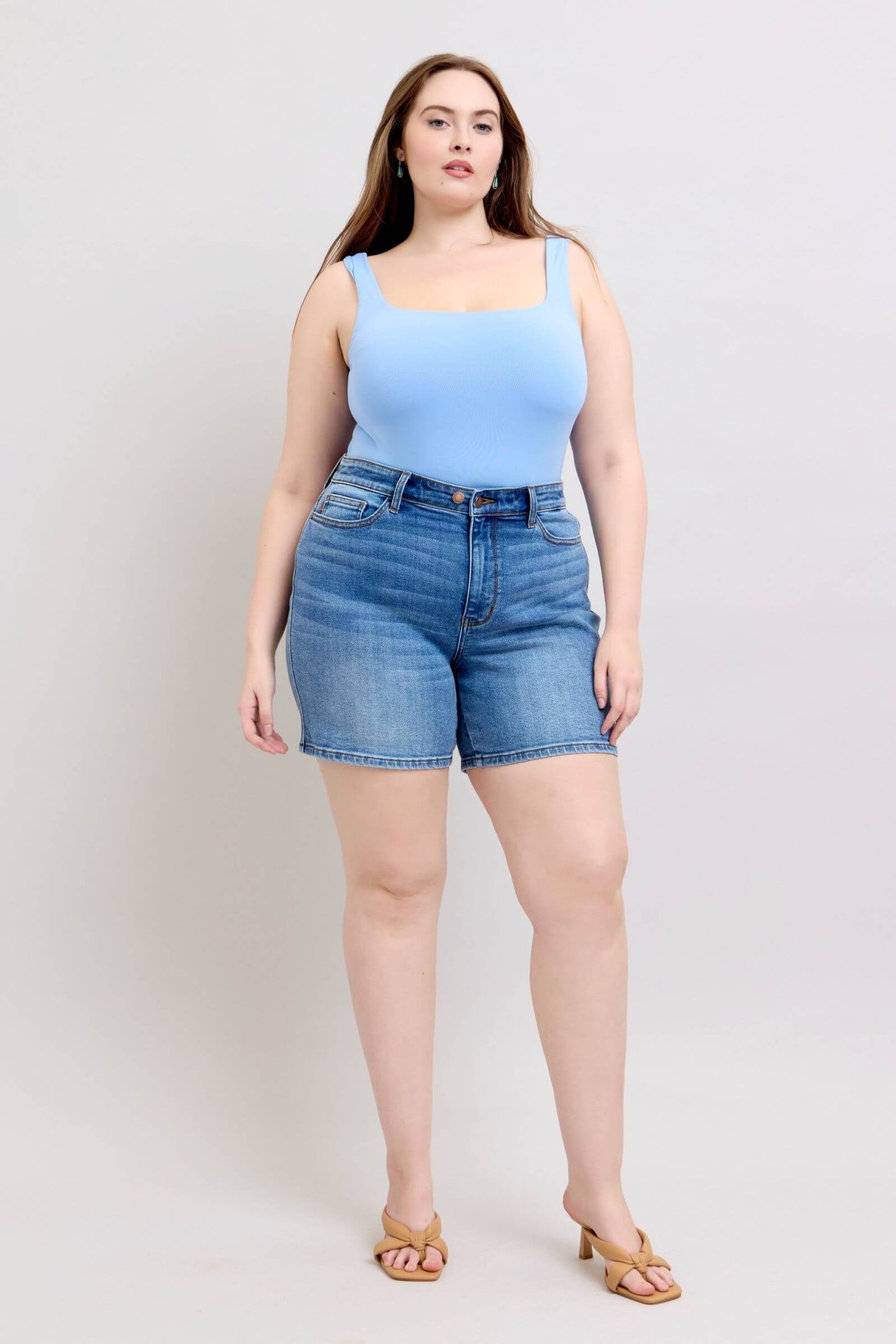Judy Blue 2 Button Denim Shorts with Pockets - In Style Chics Boutique Women's Juniors Plus Size Apparel Online