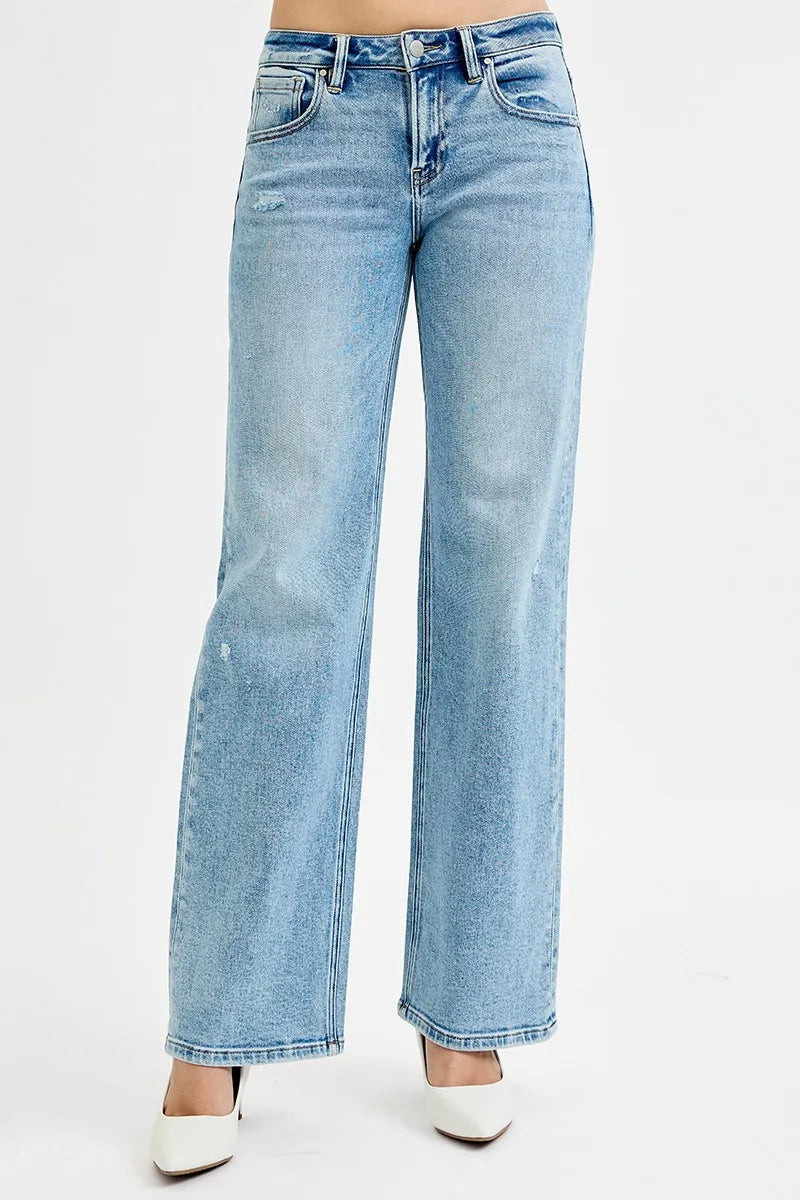 RISEN Low Rise Ankle Boyfriend Distressed Jeans - In Style Chics Boutique