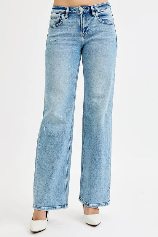 RISEN Low Rise Ankle Boyfriend Distressed Jeans - In Style Chics Boutique