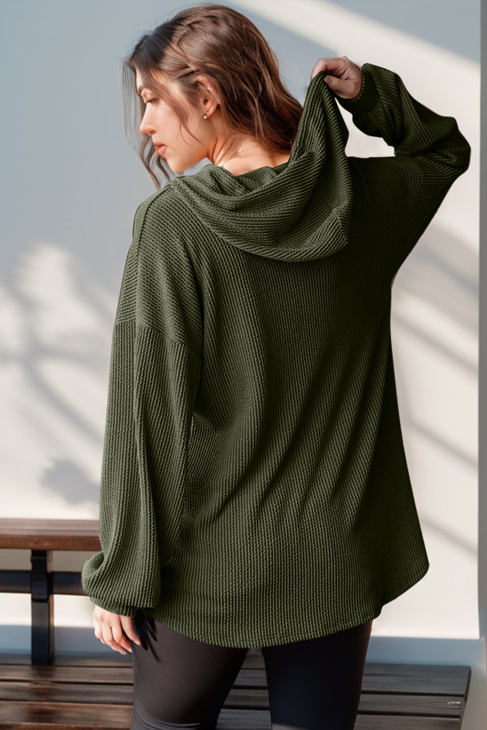 Half Button Long Sleeve Hoodie - In Style Chics Boutique Women's Juniors Plus Size Clothes Online