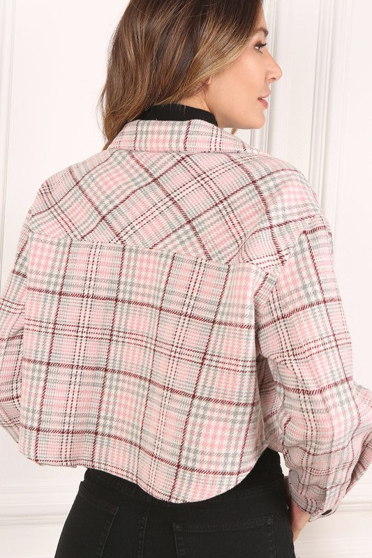 Plaid crop jacket for women - In Style Chics Boutique LLC
