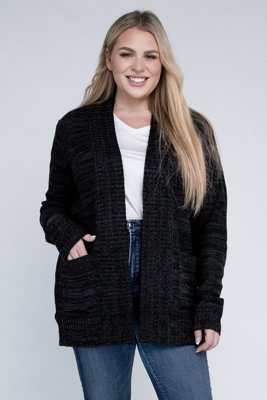 Plus Solid Open Front Cardigan - In Style Chics Boutique LLC