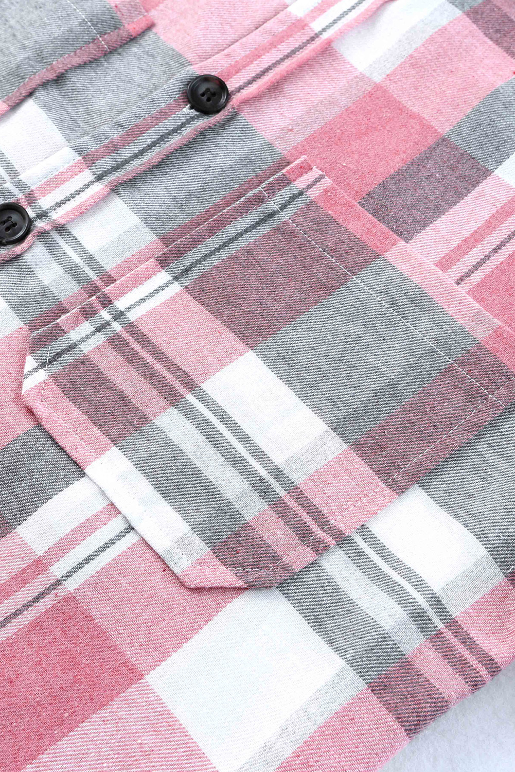 Pink Long Sleeve Collared Button Up Flannel Shacket - In Style Chics Boutique LLC