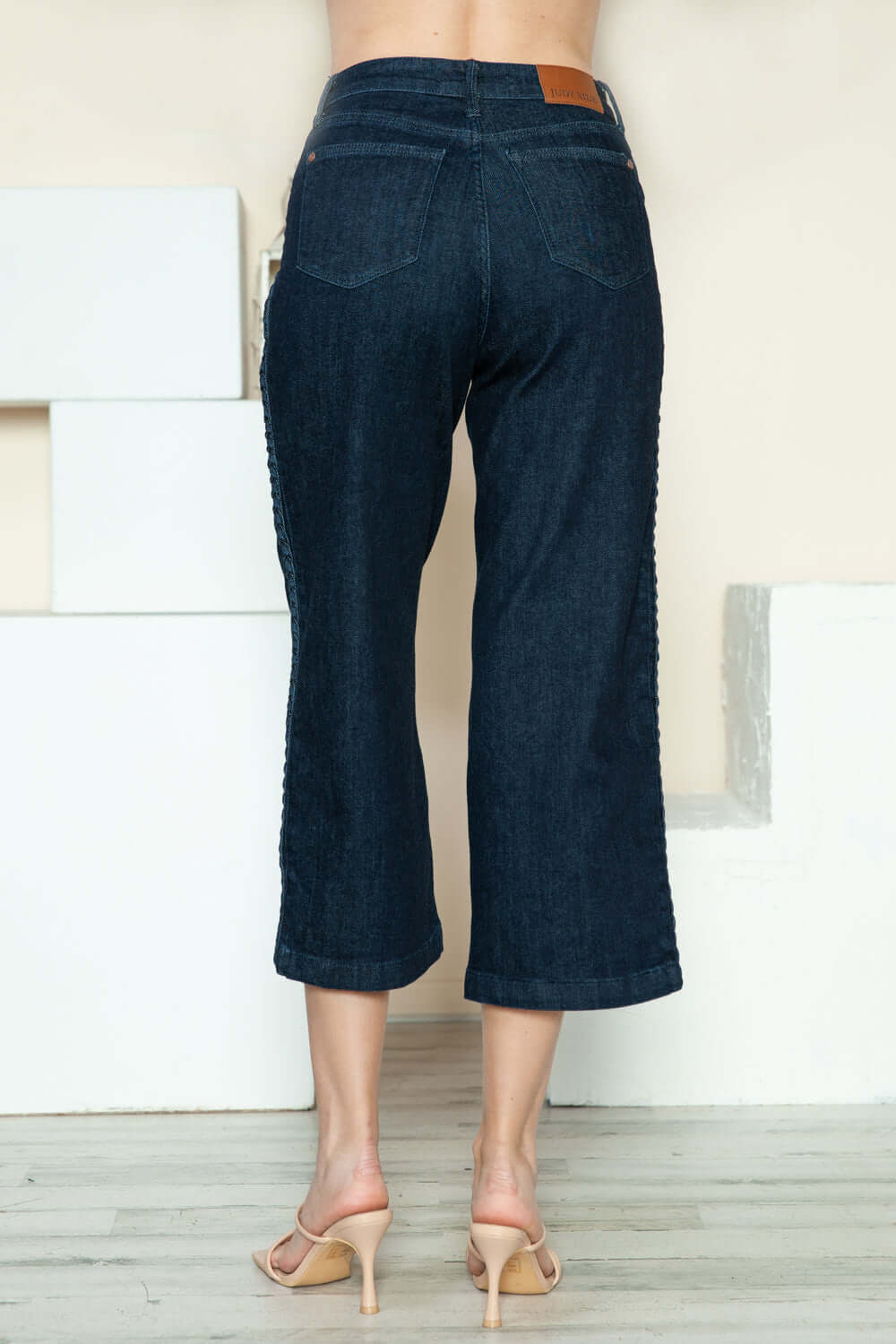 Judy Blue Full Size Side Seam Braid Detail Crop Wide Leg Jeans - In Style Chics Boutique LLC