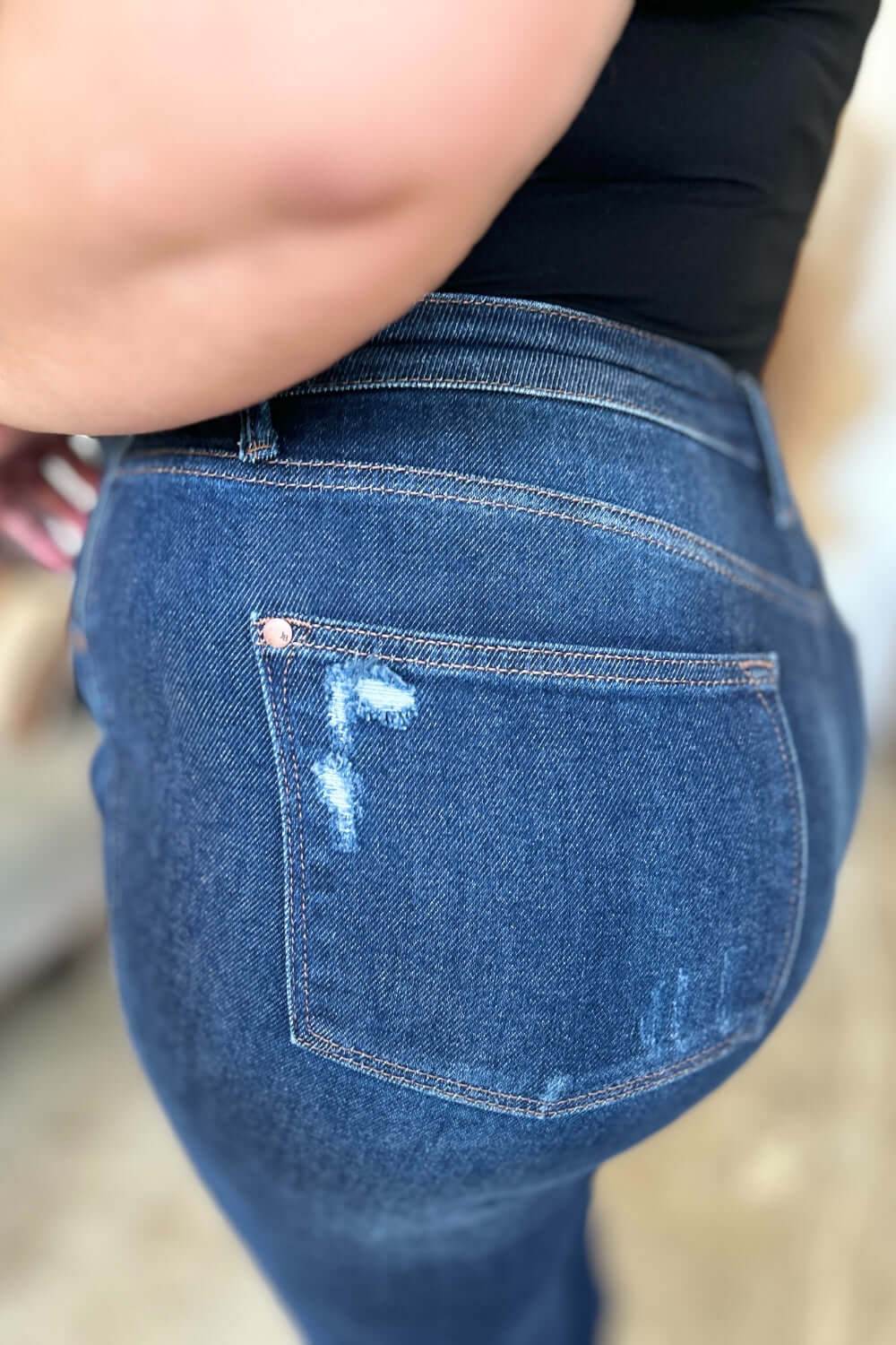 Judy Blue Full Size High Waist Rigid Magic Heavy Destroy Straight Jeans - In Style Chics Boutique LLC