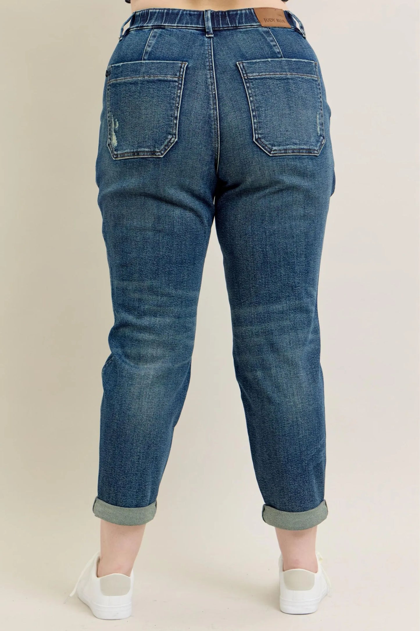 Plus Size Judy Blue HW Vintage Wash Jeans w/ Drawstring at In Style Chics Boutique