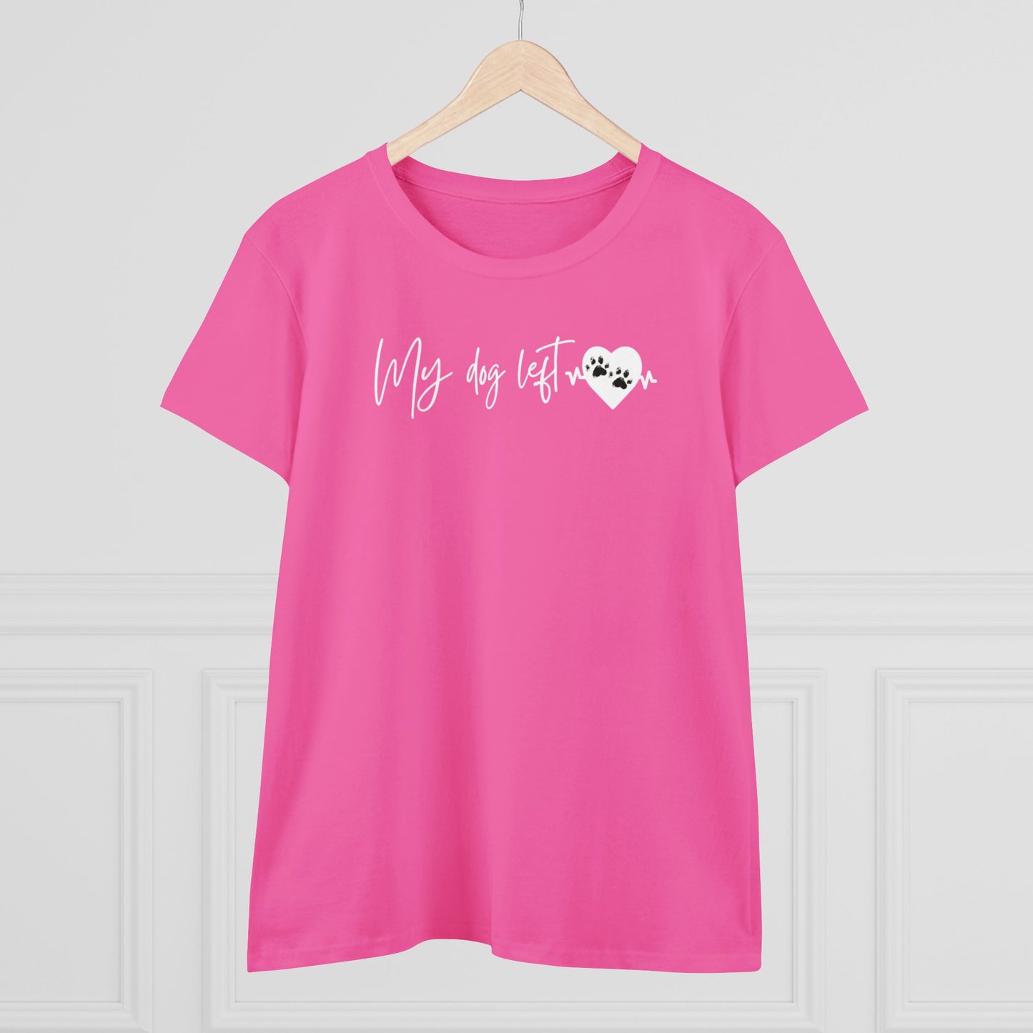 Women's Midweight Cotton Graphic Tee - "My dog left paw prints on my heart" - In Style Chics Boutique LLC