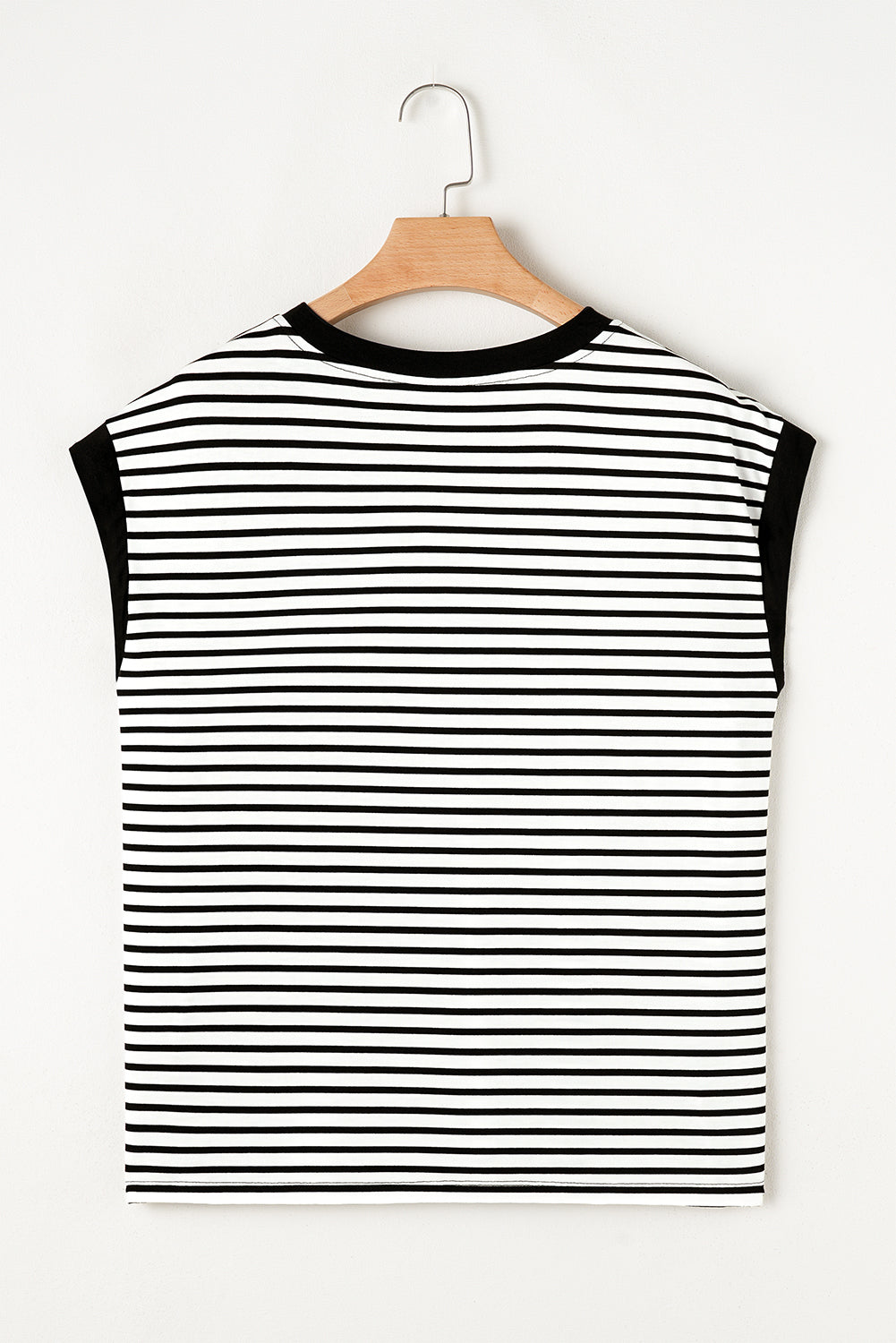 Black Stripe Chest Pocket Patch Round Neck Sleeveless Tee - Cute Clothes for Spring Summer - In Style Chics Boutique Women's Juniors Apparel Online