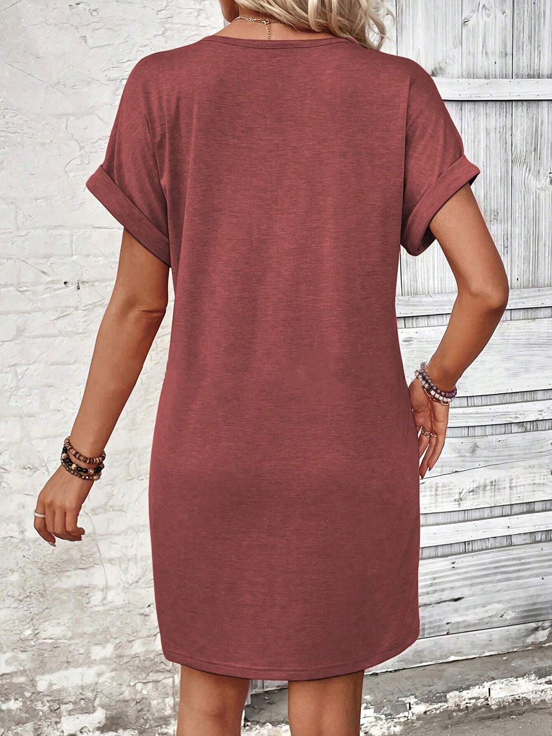 Quarter Button V-Neck Short Sleeve Dress - More Colors! - In Style Chics Boutique LLC