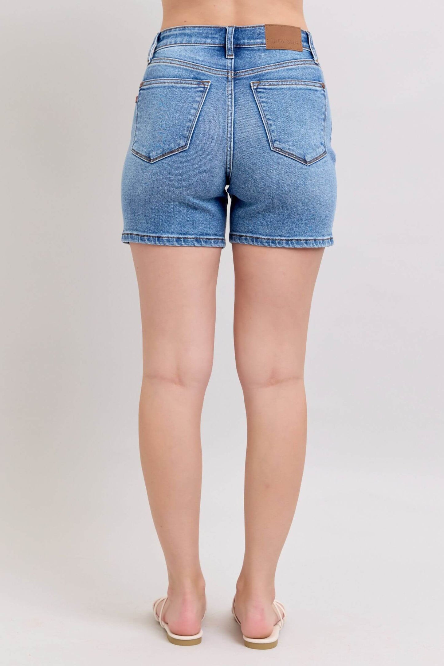 Judy Blue 2 Button Denim Shorts with Pockets - In Style Chics Boutique Women's Juniors Plus Size Apparel Online