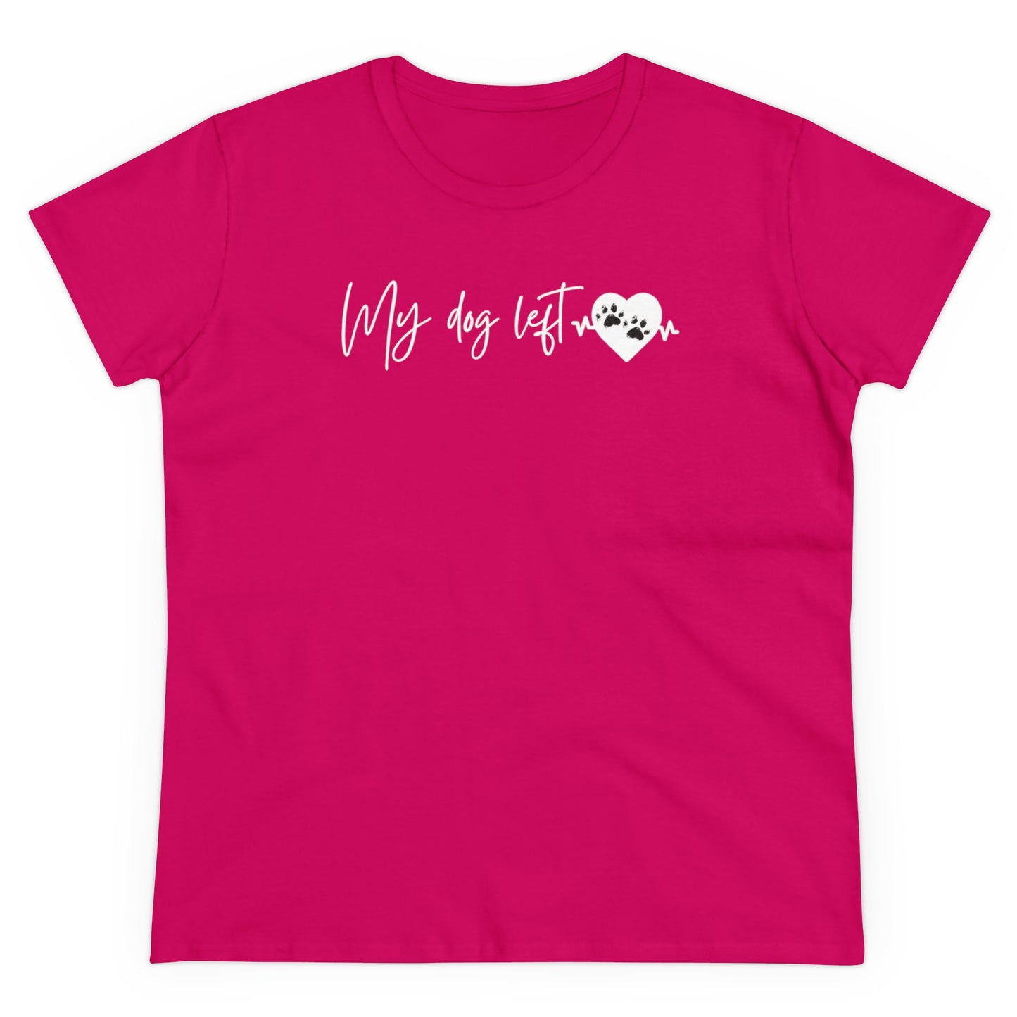 Women's Midweight Cotton Graphic Tee - "My dog left paw prints on my heart" - In Style Chics Boutique LLC
