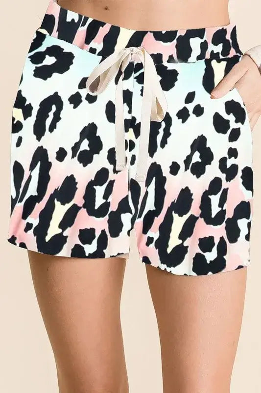 Gradation Leopard Print Shorts with Twill Tape - Cute Clothes for Summer - In Style Chics Boutique Women's Juniors Apparel Online - Ship from USA