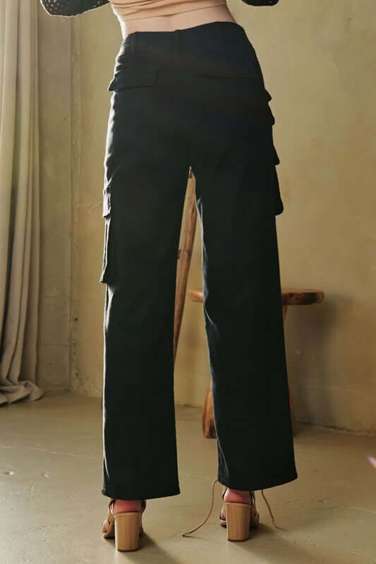 Davi & Dani Flap Pocket Mid Rise Cargo Pants - In Style Chics Boutique LLC