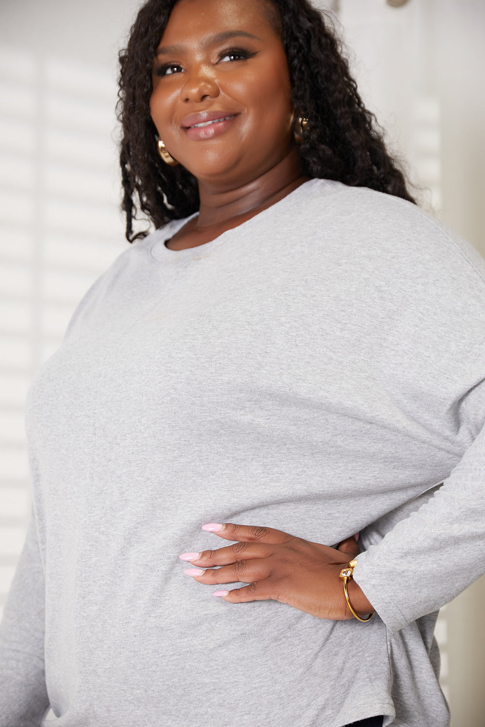 Double Take Seam Detail Round Neck Long Sleeve Top - In Style Chics Boutique LLC