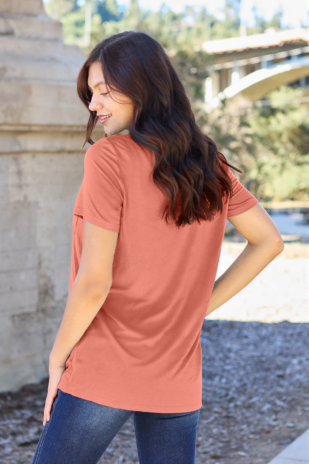 Bamboo Full Size V-Neck Short Sleeve T-Shirt - Eco Friendly - Sensitive Skin - In Style Chics Boutique Women's Juniors Plus Size Apparel Online