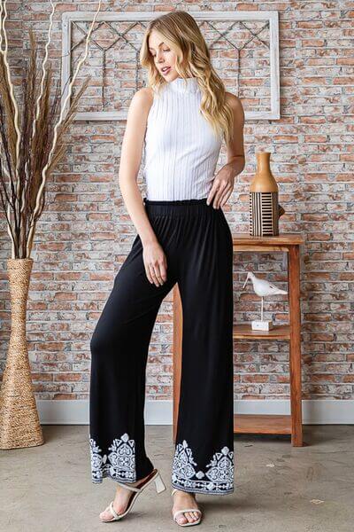 Solid Damask Casual Pants - In Style Chics Boutique