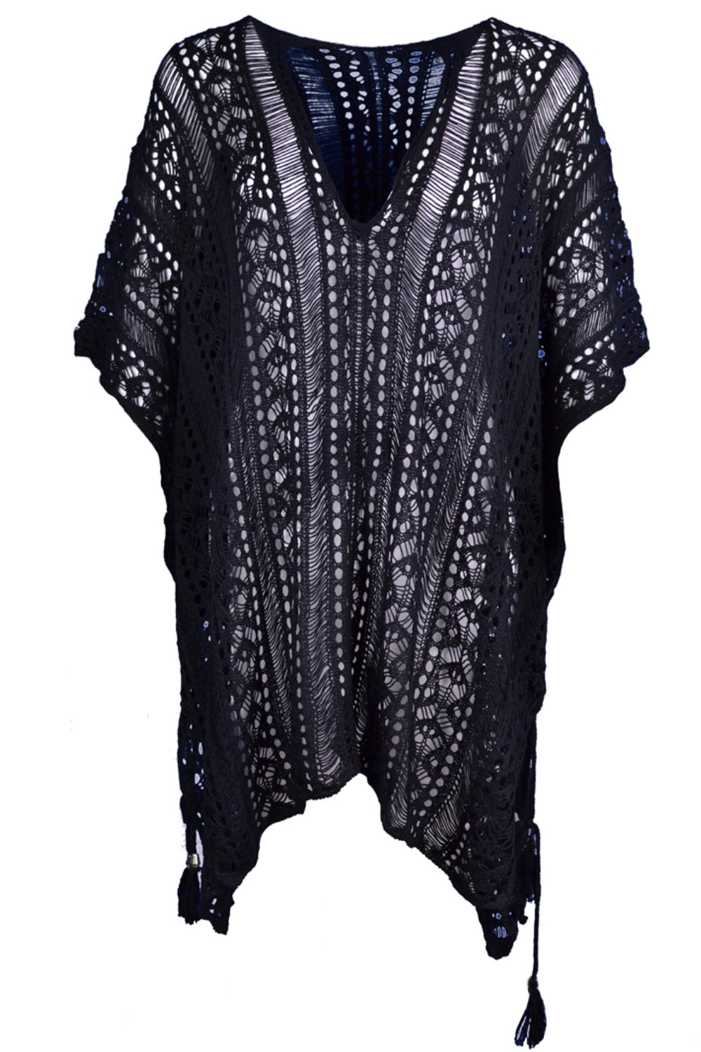 Cutout V-Neck Cover-Up with Tassel - More Colors! - In Style Chics Boutique LLC