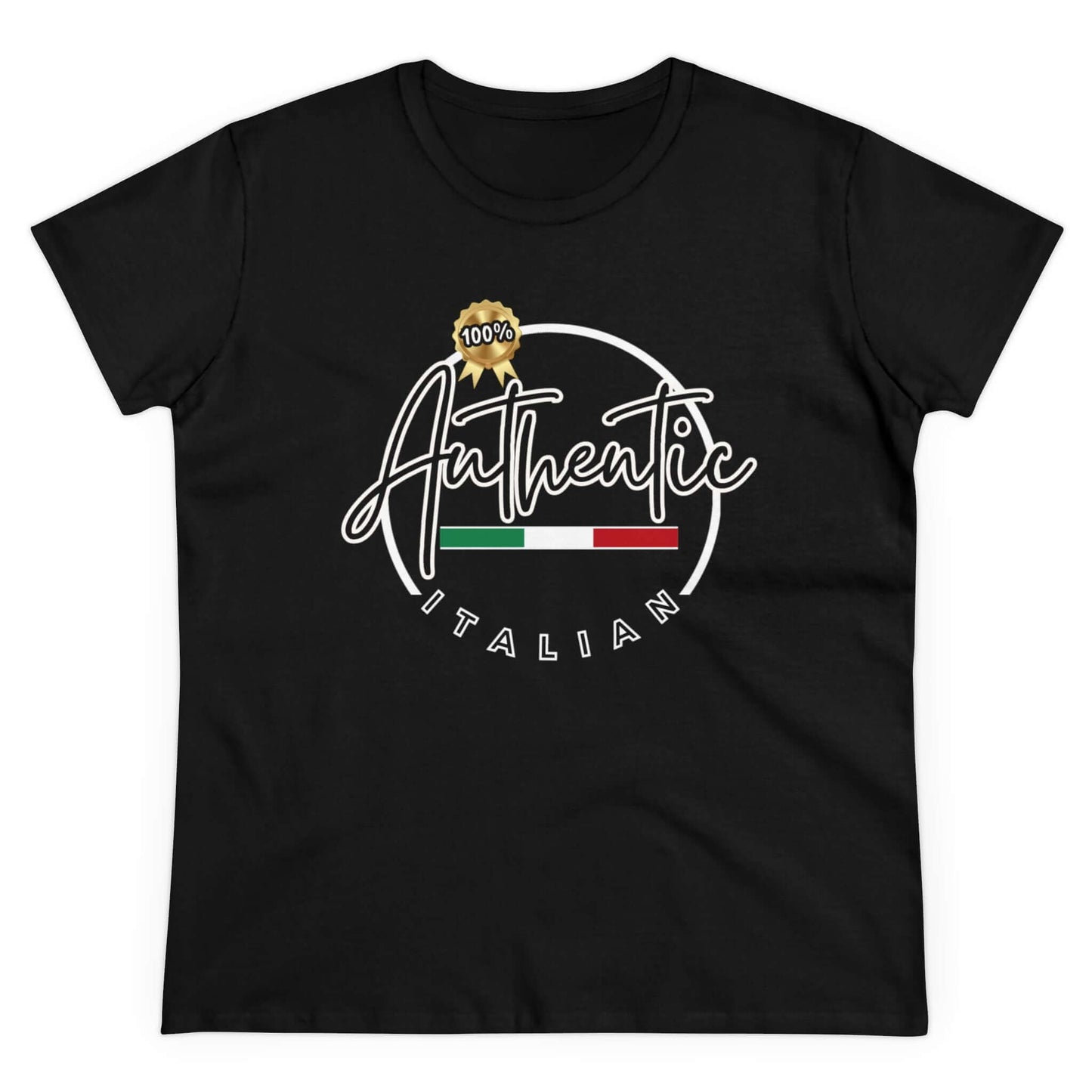 Women's Midweight Cotton Graphic T "100% Authentic Italian" in Black or Red - In Style Chics Boutique LLC