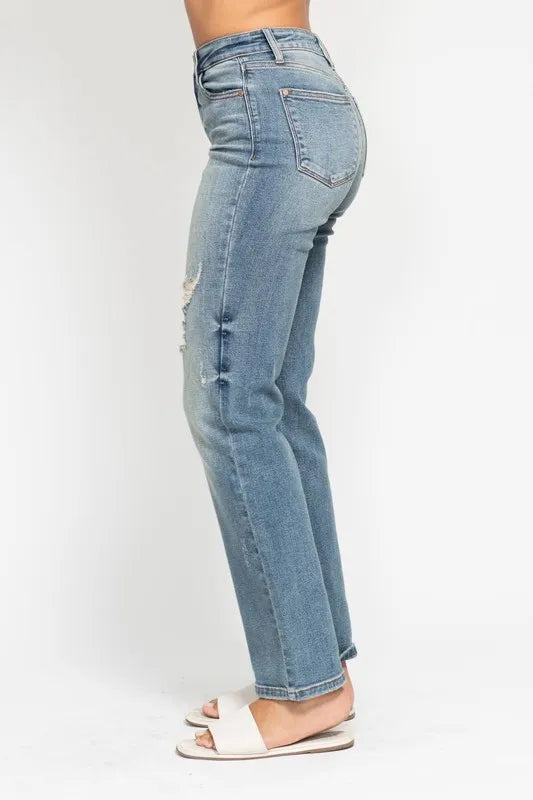 Judy Blue Dad Jeans, High Waist Distressed - In Style Chics Boutique Women's Clothes Online