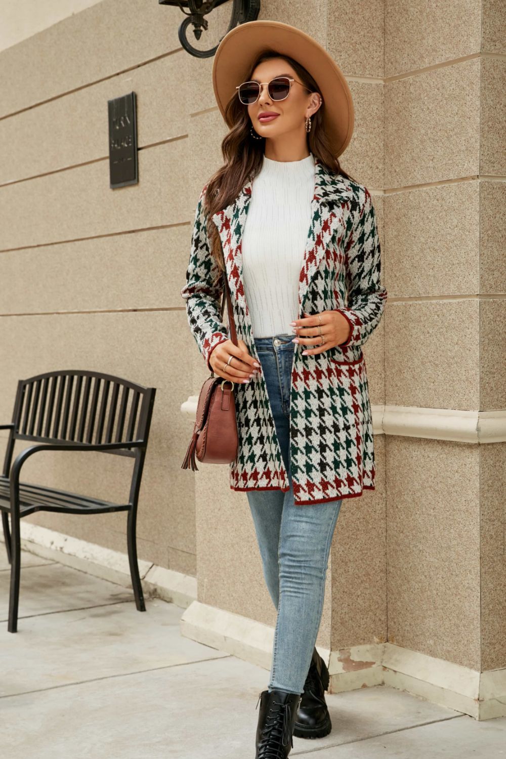 Printed Open Front Lapel Collar Cardigan with Pockets - In Style Chics Boutique LLC
