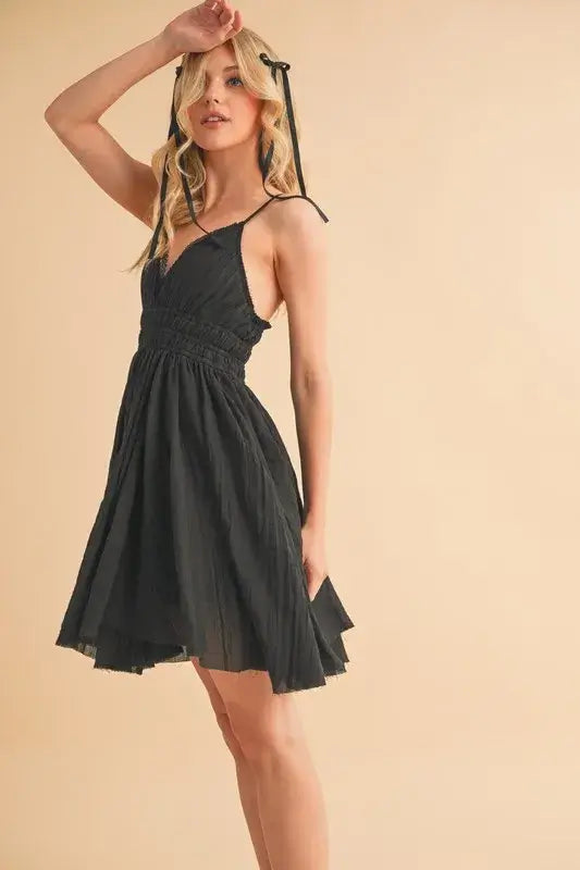 Lace Detail Mini Black Cami Dress - In Style Chics Boutique Women's Juniors Apparel Online