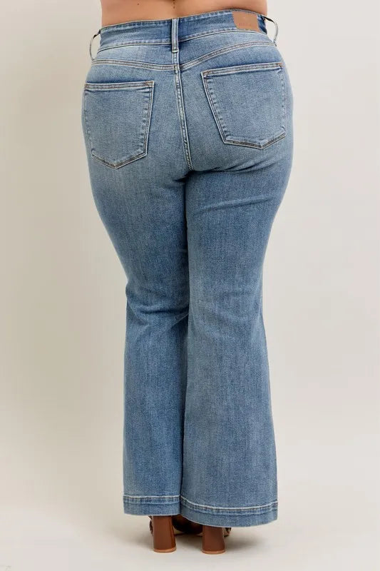Judy Blue High-Waist Flare Jeans with Front Seam - In Style Chics Boutique Women's Juniors Plus Size Clothes