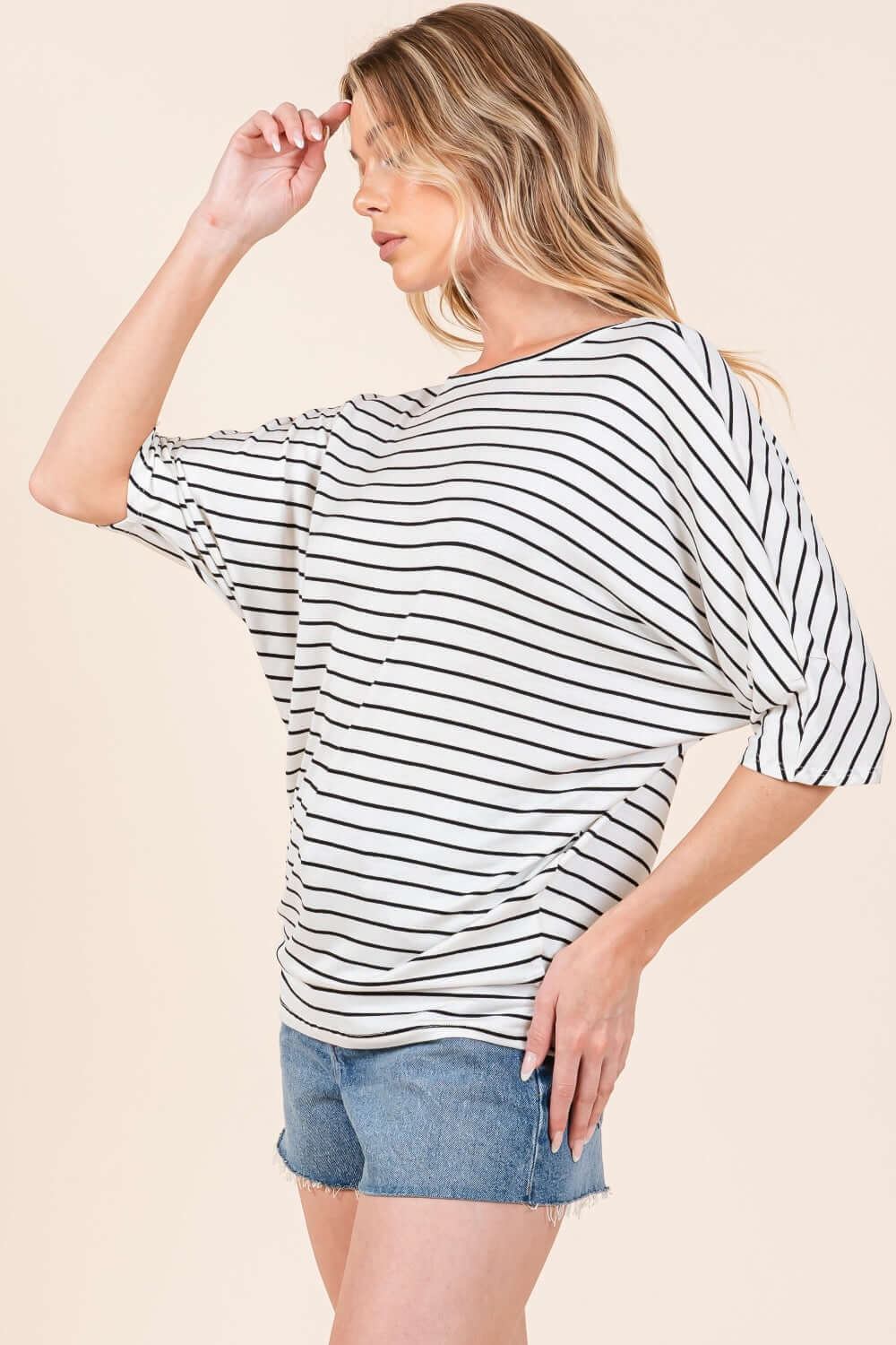 Striped Boat Neck Dolman Sleeve Top - Cute Clothing Online - In Style Chics Boutique Women's Juniors Apparel