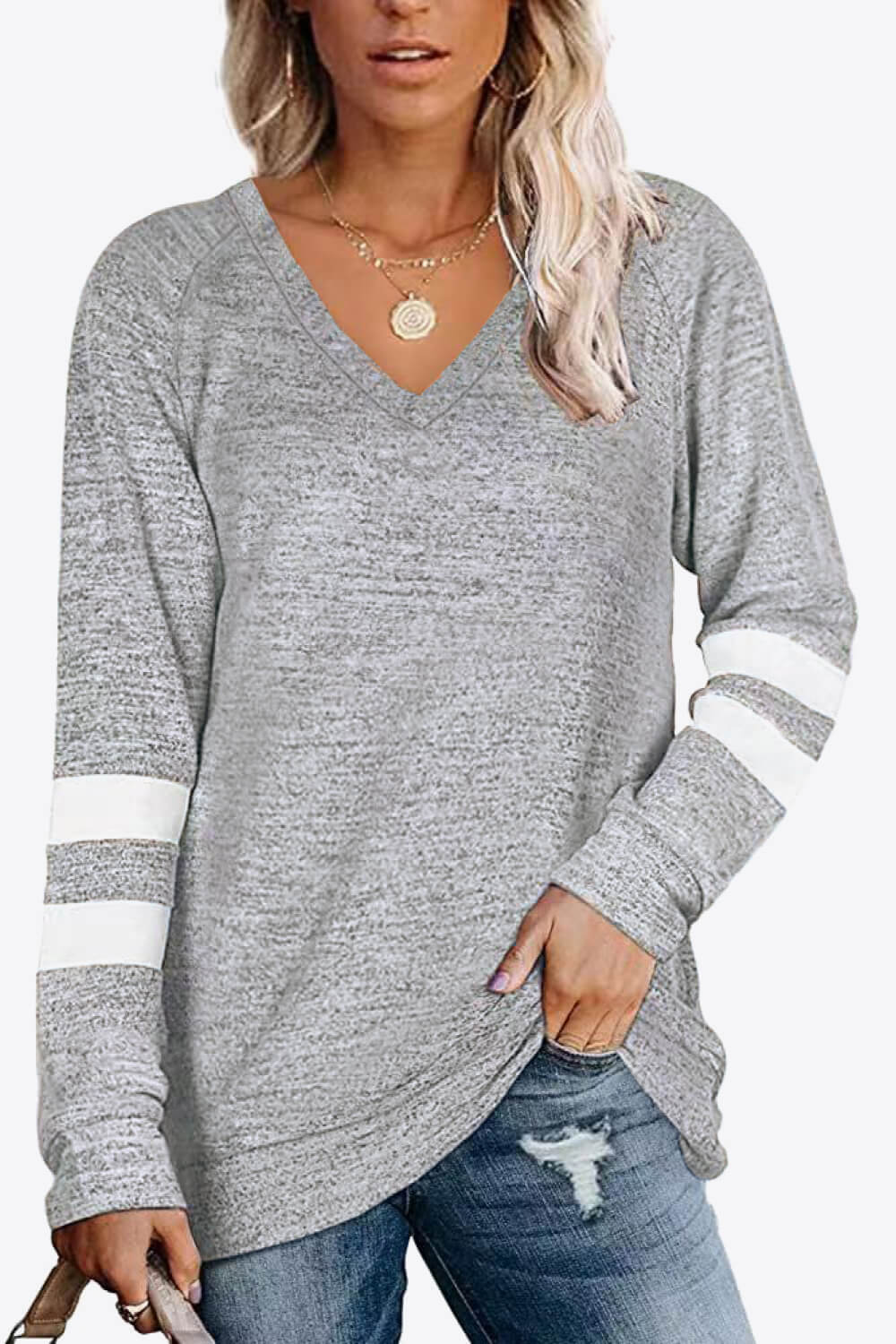 Striped Contrast Raglan Sleeve Top - In Style Chics Boutique LLC