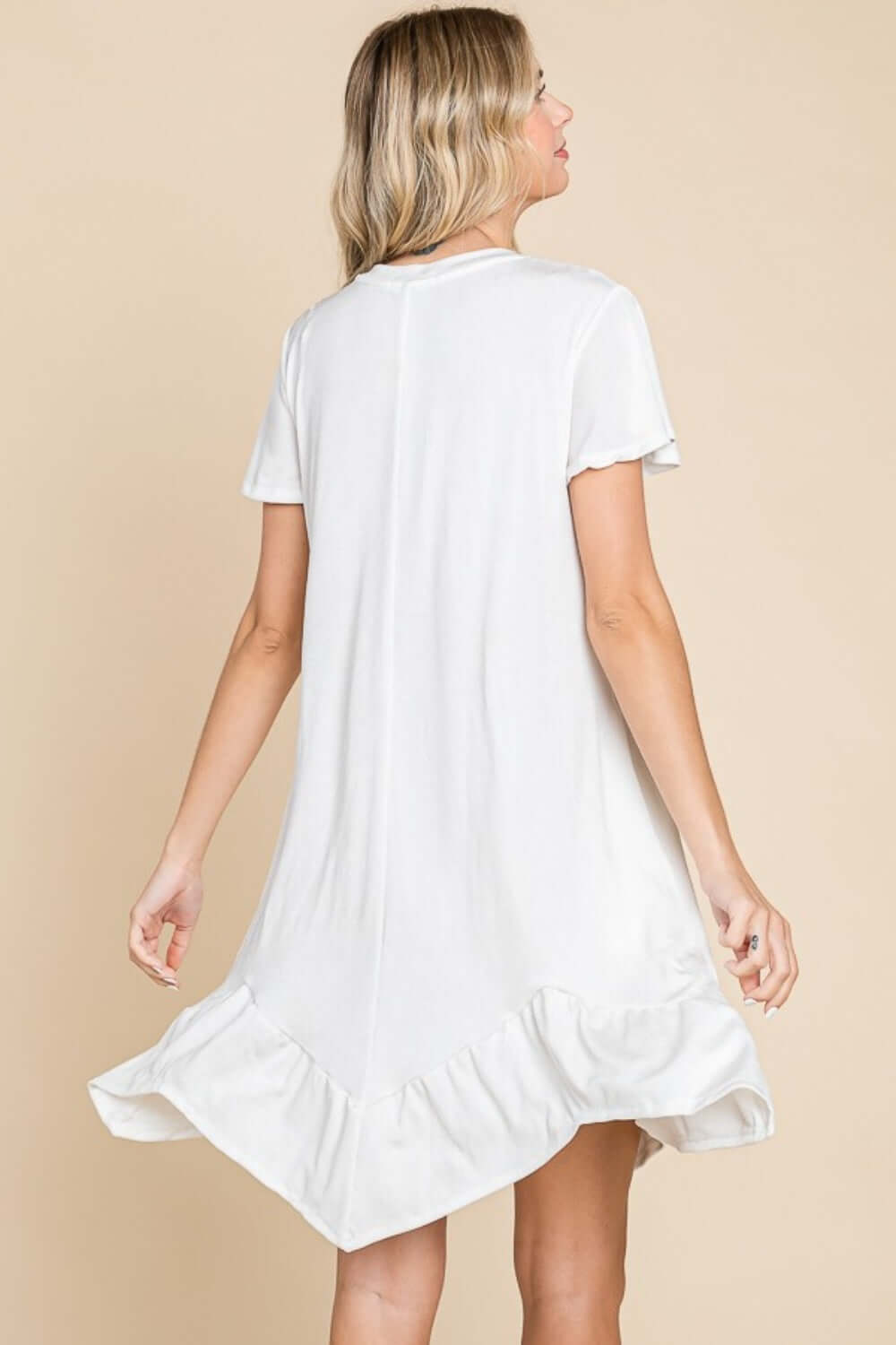Culture Code Full Size Short Sleeve Ruffled Asymmetric Hem Dress - In Style Chics Boutique LLC