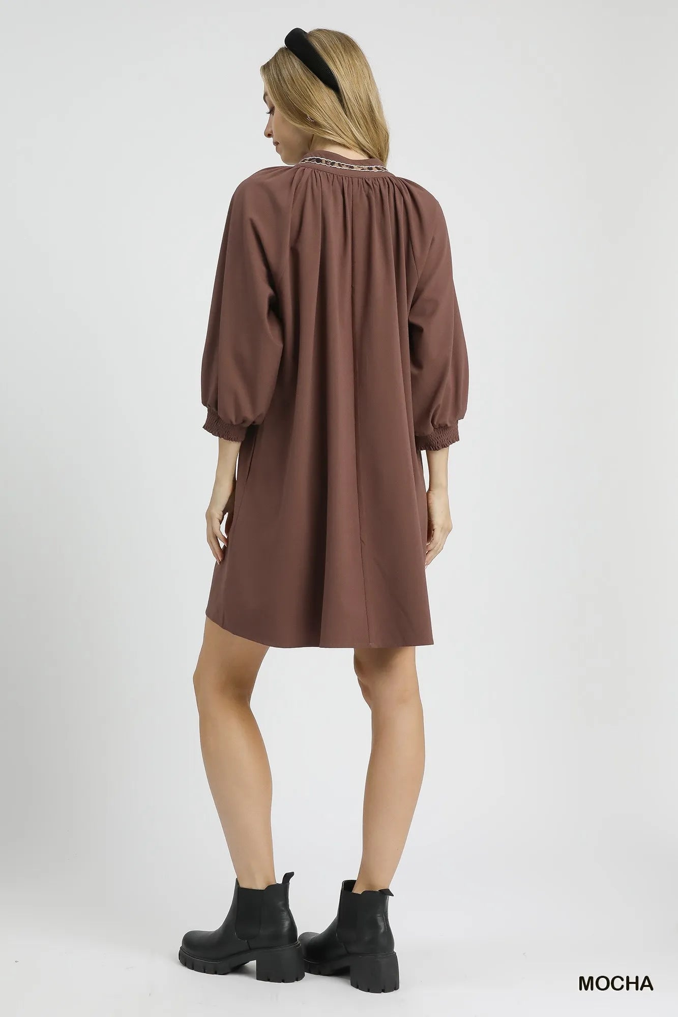 Notched Shift Dress with Trim Detail at In Style Chics Boutique