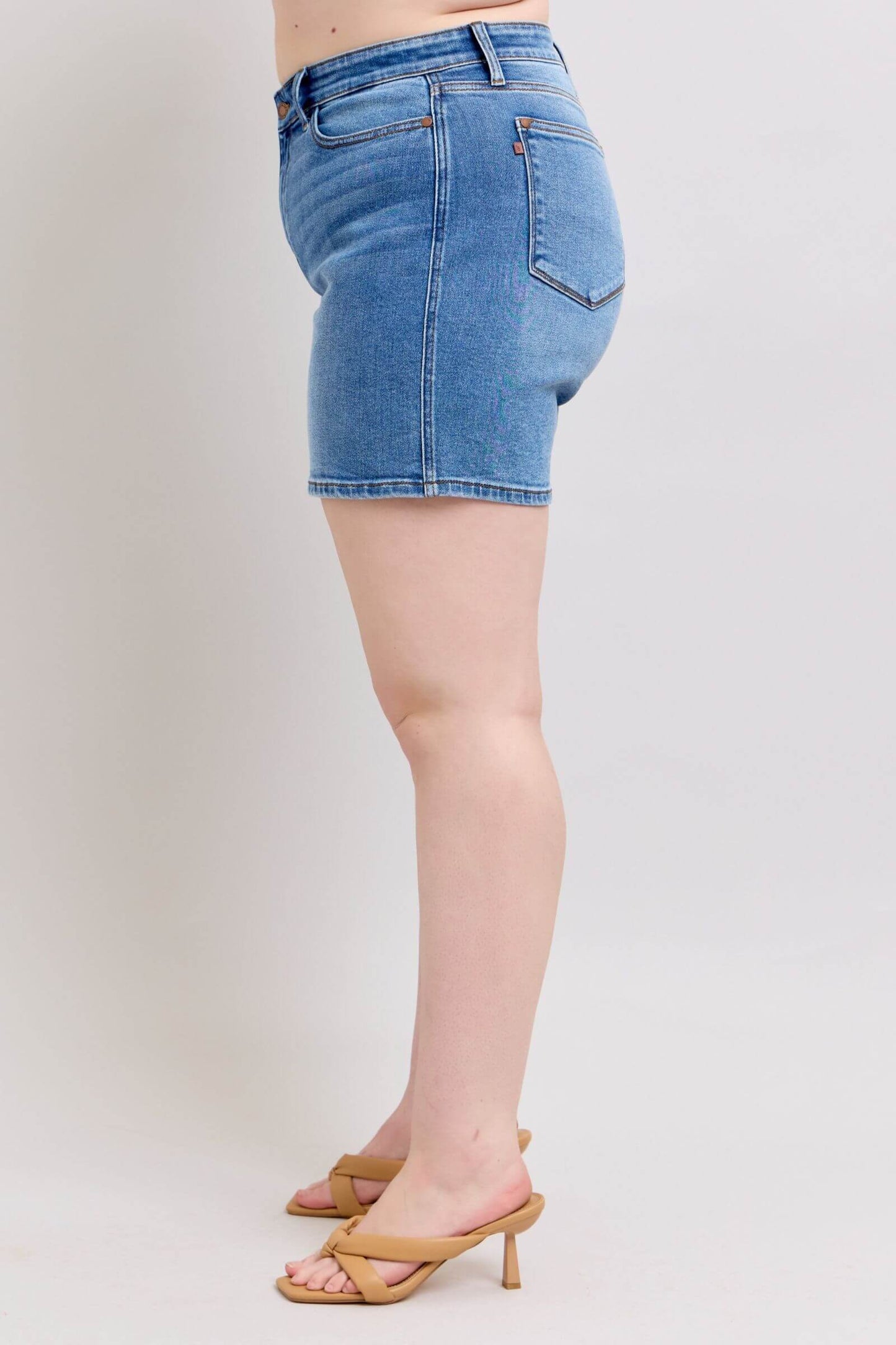 Judy Blue 2 Button Denim Shorts with Pockets - In Style Chics Boutique Women's Juniors Plus Size Apparel Online