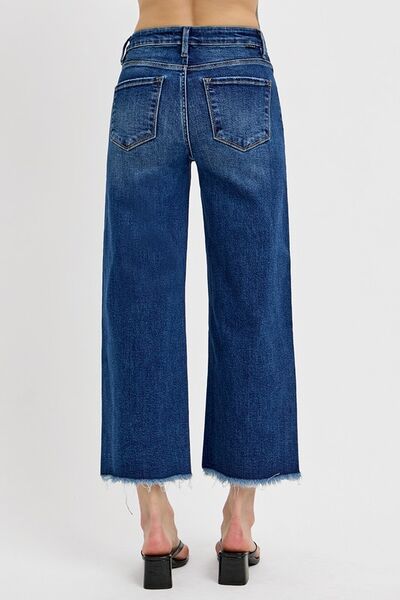 Women's Raw Hem Wide Leg Attached Buckle Jeans - In Style Chics Boutique Online Clothing