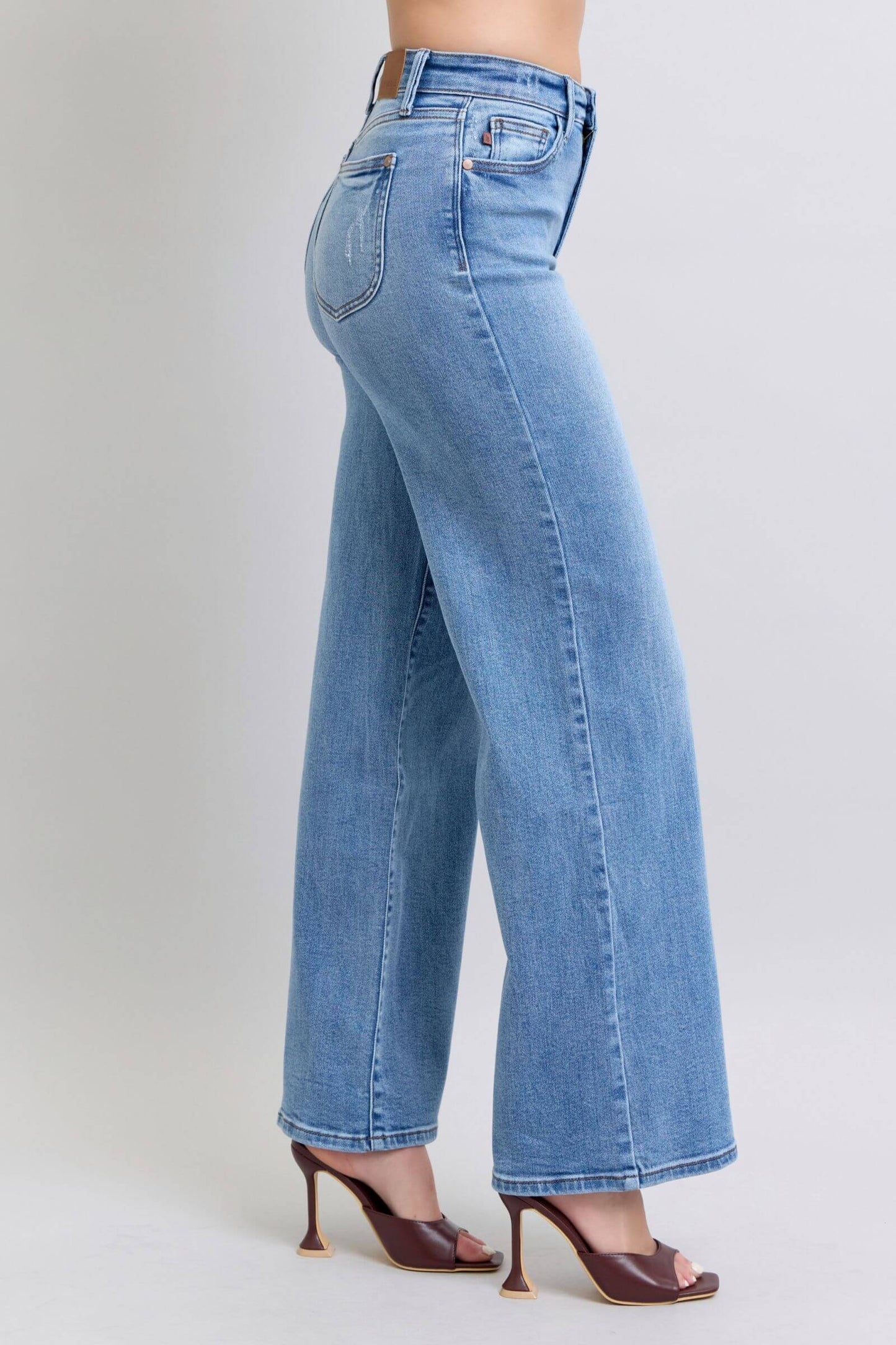 Judy Blue Full Size Wide Leg Non Distressed Jeans with Pockets - In Style Chics Boutique LLC